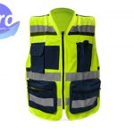 SR1057-AM-XL CHALECO REPORTERO EUROPEO AJUSTABLE AMARILLO/AZUL
