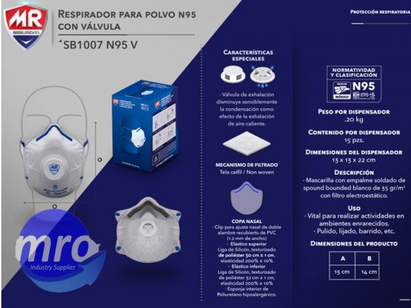 Respirador para Polvo N95 con Válvula SB1007