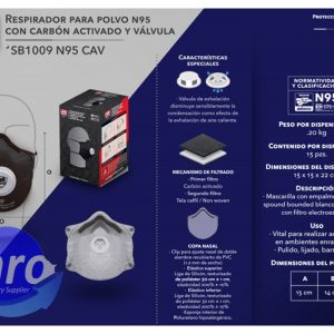 Respirador para Polvo N95 con Carbón Activado y Válvula SB1009
