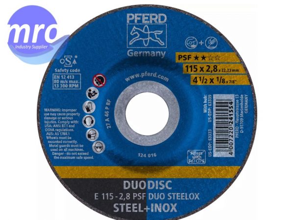 DISCO DUO CORTE Y DESBASTE ACERO INOX.754498 4 1/2 E115-2.8 A46 PFERD
