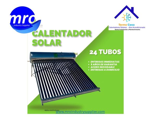 CALENTADOR SOLAR 24 TUBOS BAJA PRESION -MRO INDUSTRY SUPPLIER