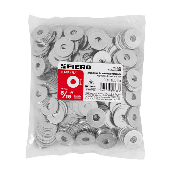 Bolsa con 1 kg de arandelas planas de 5/16", Fiero