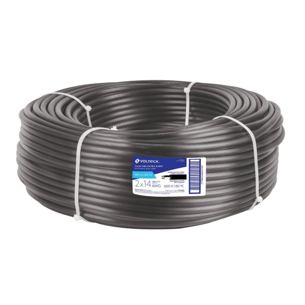 Metro de cable uso extra rudo 2 x 14 AWG en rollo de 100 m