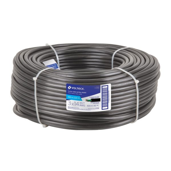 Metro de cable uso extra rudo 3 x 14 AWG en rollo de 100 m