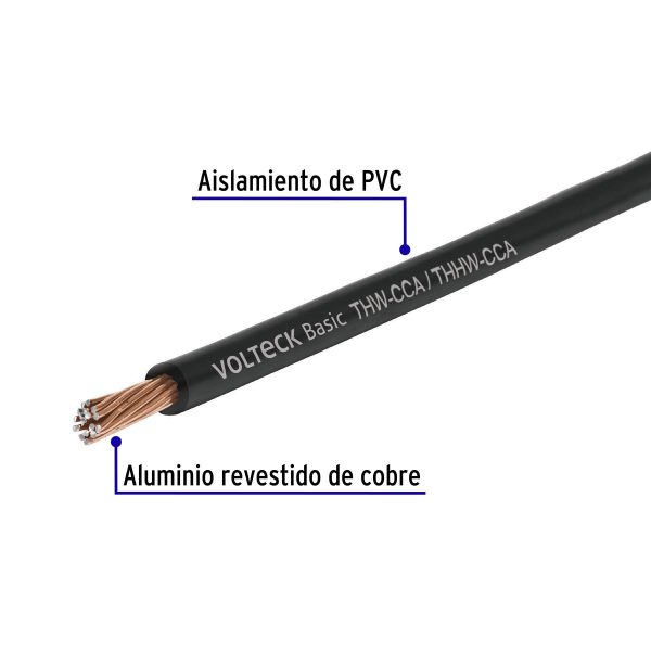 Rollo de 100 metros de cable THW CCA 10 AWG negro, Basic