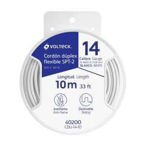 Carrete con 10 m cordon duplex flexible SPT 14 AWG, Volteck