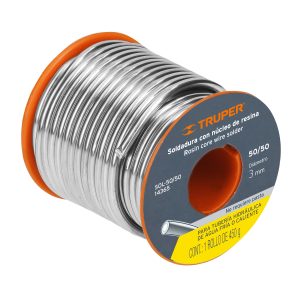 Código: 14365 Clave: SOL-50/50 Soldadura 50/50 para tubería hidráulica, 450 g, SOLDAFÁCIL Ir a página del catálogo Resistencia a alta presión y temperatura Para instalaciones hidráulicas de agua fría y caliente, plomería en general, tuberías de cobre y hojas de metal.