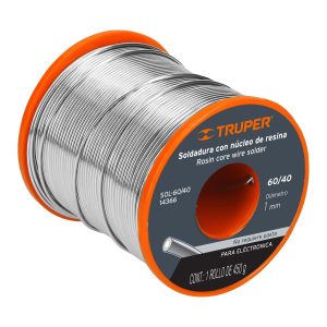Código: 14366 Clave: SOL-60/40 Soldadura 60/40 para electrónica, 450 g, TRUPER SOLDAFÁCIL Ir a página del catálogo No ocurre corto circuito Para trabajos de electrónica