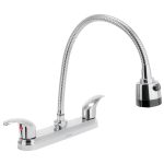 Mezcladora fregadero 8' cromo, cuello flexible, palanca,AQUA