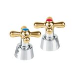 Juego de manerales de cruceta para lav-fregadero,cromo oro,Aqua