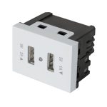 Toma con 2 puertos USB, 1.5 modulos, linea Espa?ola, blanco