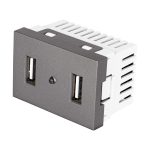 Toma 2 puertos USB acero inox de 1.5 modulos, linea Lisboa