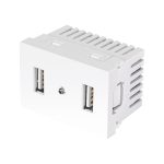 Toma con 2 puertos USB blanco de 1.5 modulos, linea Lisboa