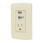 Contacto aterrizado + 2 puertos USB, marfil, linea Italiana