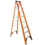 Escalera de tijera, tipo ll, 7 pelda?os, fibra de vidrio