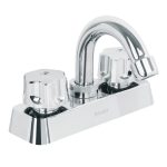 Mezcladora 4' lavabo, ABS, cuello curvo, hexagonal, BASIC