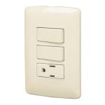 Placa armada contacto 2 interruptores,marfil, linea Italiana