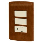 Placa armada contacto 2 interruptores,madera, linea Italiana