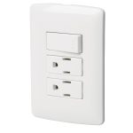 Placa armada 2 contactos e interruptor,blanco,linea Italiana
