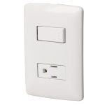 Placa armada contacto e interruptor, blanco, linea Italiana