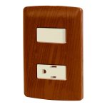 Placa armada contacto e interruptor, madera, linea Italiana