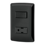 Placa armada contacto e interruptor, negro, linea Italiana
