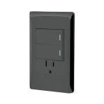 Placa armada negra 2 interruptores y contacto 1 mod,Lisboa