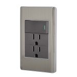 Placa armada acero interruptor y 2 contactos 1 mod, Lisboa