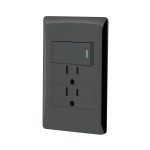 Placa armada negra interruptor y 2 contactos 1 mod, Lisboa