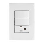 Placa armada contacto y 2 interruptores, linea Oslo, blanco