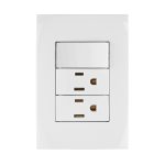 Placa armada 2 contactos e interruptor, linea Oslo, blanco