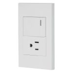 Placa armada 1 interruptor,1contacto,1.5mod,Espa?ola, blanco