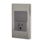 Placa armada acero interruptor y contacto 1.5 mod, Lisboa