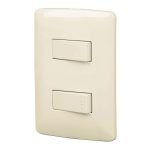 Placa armada 2 interruptores sencillos marfil,linea Italiana