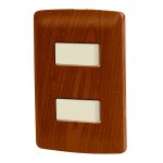 Placa armada 2 interruptores sencillos,madera,linea Italiana