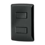 Placa armada, 2 interruptores sencillos,negro,linea Italiana