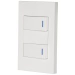 Placa armada 2 interruptores 1de 3vias,1 mod,Espa?ola,blanco