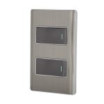 Placa armada acero 1 interruptor y 1 de 3 vias 1 mod,Lisboa