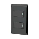 Placa armada negra 1 interruptor y 1 de 3 vias 1 mod,Lisboa