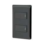 Placa armada negra con 2 interruptores 1 modulo, Lisboa