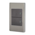 Placa armada acero 1 interruptor y 1 de 3vias 1.5mod,Lisboa