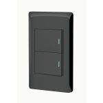 Placa armada negra 1 interruptor y 1 de 3vias 1.5mod,Lisboa