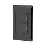 Placa armada negra 2 interruptores 1.5 modulos, Lisboa