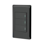 Placa armada negra 2 interruptores 1 de 3 vias 1 mod,Lisboa
