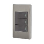 Placa armada acero inox 3 interruptores 1 modulo, Lisboa