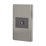 Placa armada acero inox 1 toma de TV, 1.5 modulos, Lisboa