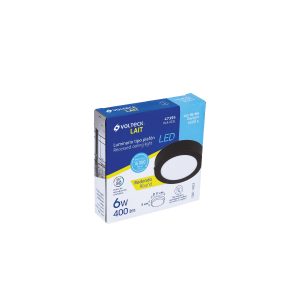 Código: 47395 Clave: PLA-223L Luminario LED plafón 6W 6500K, redondo, negro, VOLTECK