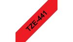 Cinta Brother TZE441 Negro sobre Rojo, 18mm x 8m