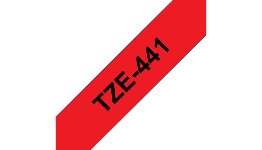 Cinta Brother TZE441 Negro sobre Rojo, 18mm x 8m